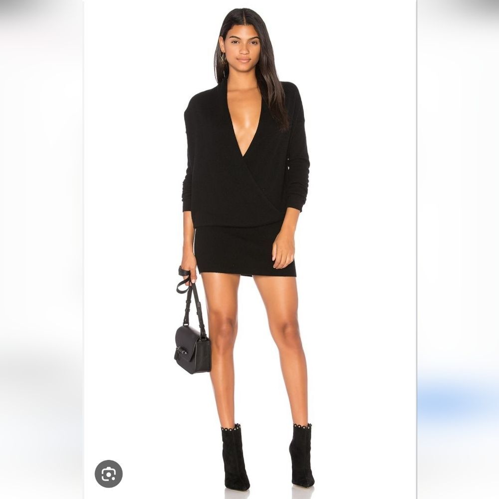 Joie Wool & Casheme Black Wrap Mini Dress